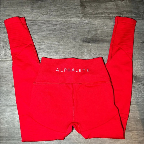 Alphalete Revival R6 Leggings Coral Red Size Small - Picture 3 of 3